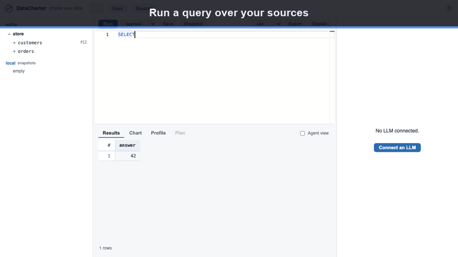 Snapshot a query result as local.top_spend, then query it